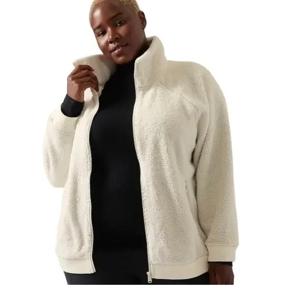 Athleta Cream Tugga Sherpa Jacket Sz 1X - Picture 1 of 10
